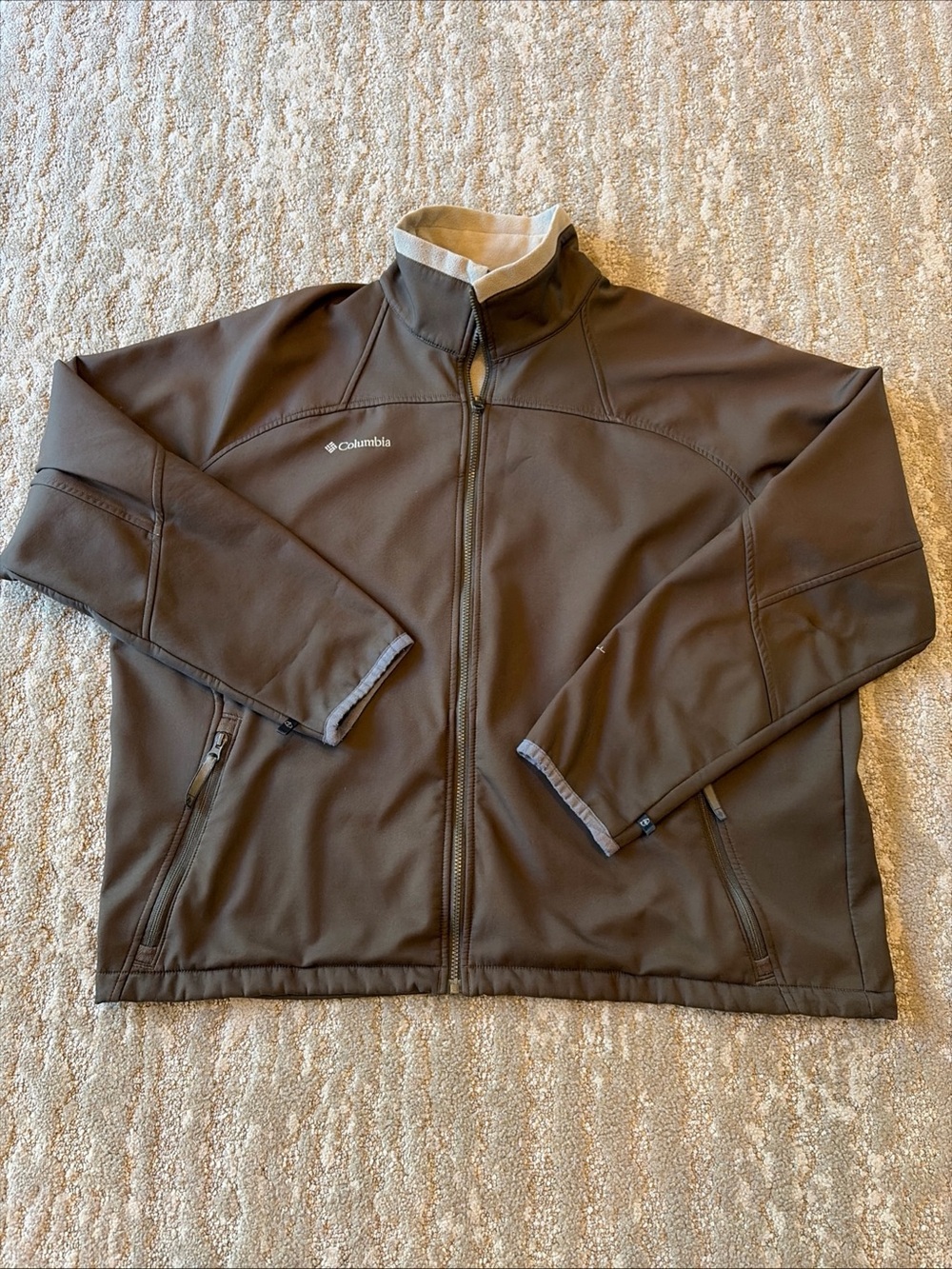 Columbia Men’s 2XL XXL soft-shell Brown Full Zip Jacket
